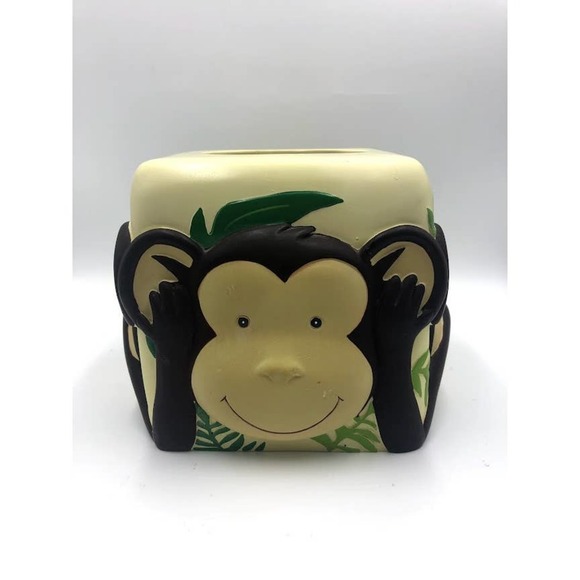 Monkey See Hear Speak No Evil Tissue Box Cover Animal Decor - Picture 5 of 12